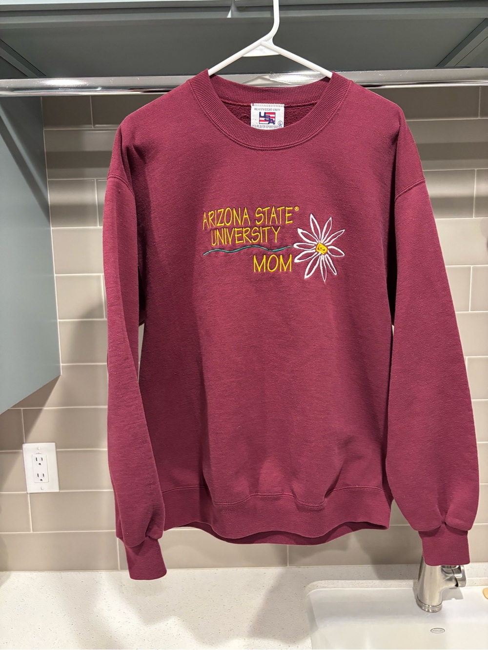 Vintage 90s Arizona State University Mom Stitched Logo Crewneck Sweater Size L